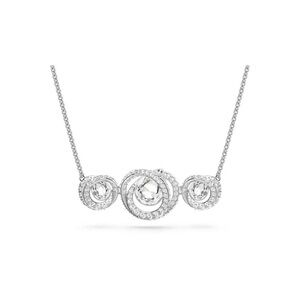 Swarovski Silver Triple White Crystal Halo Necklace New
